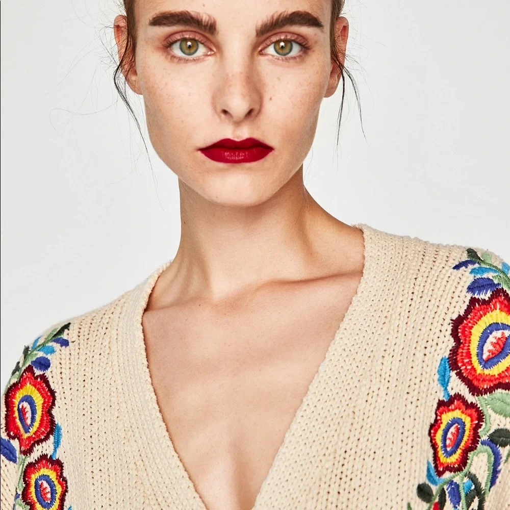 Z A R A Embroidered Cardigan - Picture 4 of 6